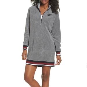 Nike Half Zip Fleece Mini Dress Long Sleeves XS